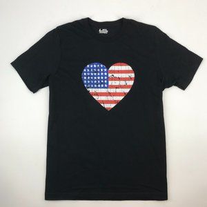 American Heart Flag Short Sleeve T-Shirt, Unisex, Black, Size XL, NEW WITH TAG